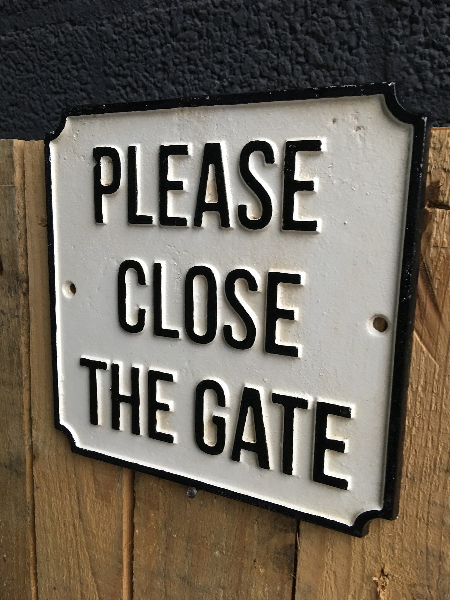 Bordje emaille ''please close the gate'' voor op de deur of poort