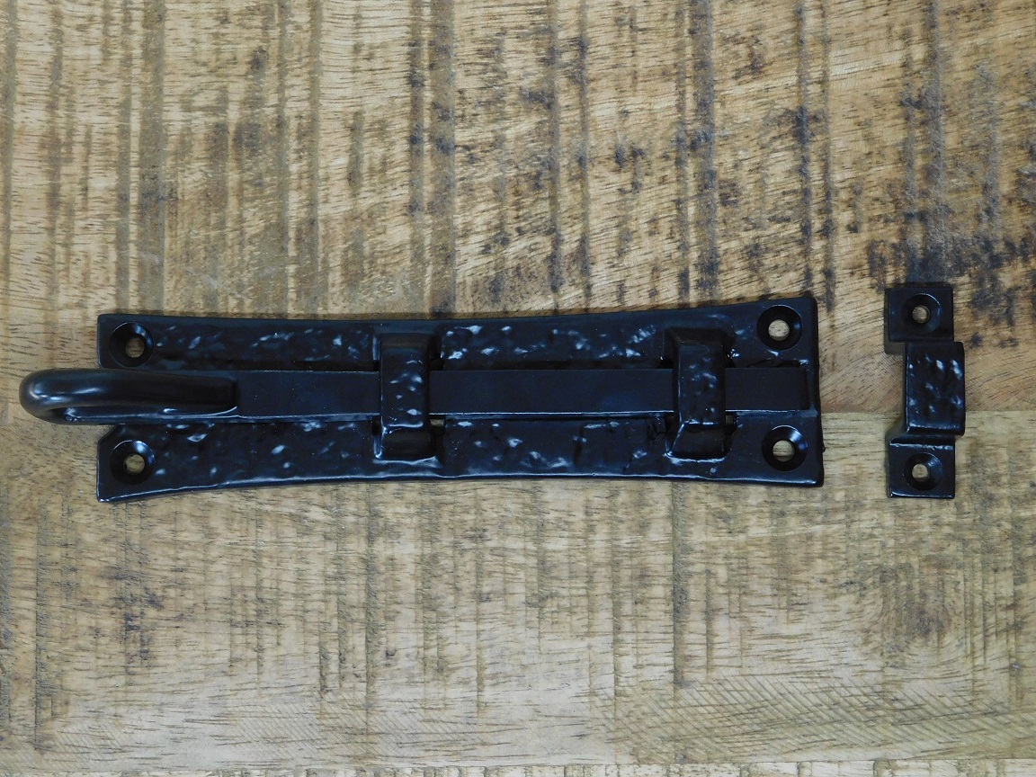 Schiebeschloss 17,5 cm - Schmiedeeisen - schwarz - Riegel