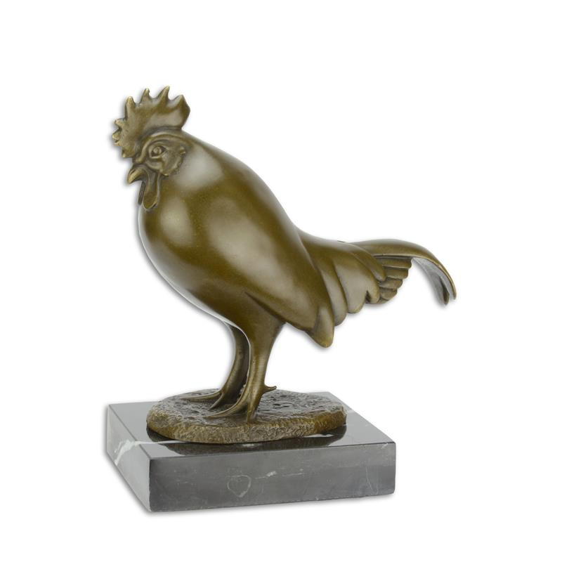 Bronzeskulptur eines Hahns
