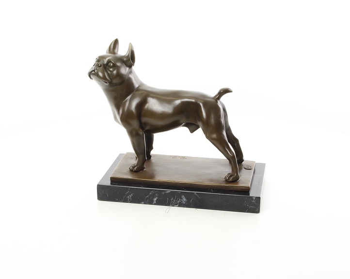 Bronzeskulptur einer französischen Bulldogge