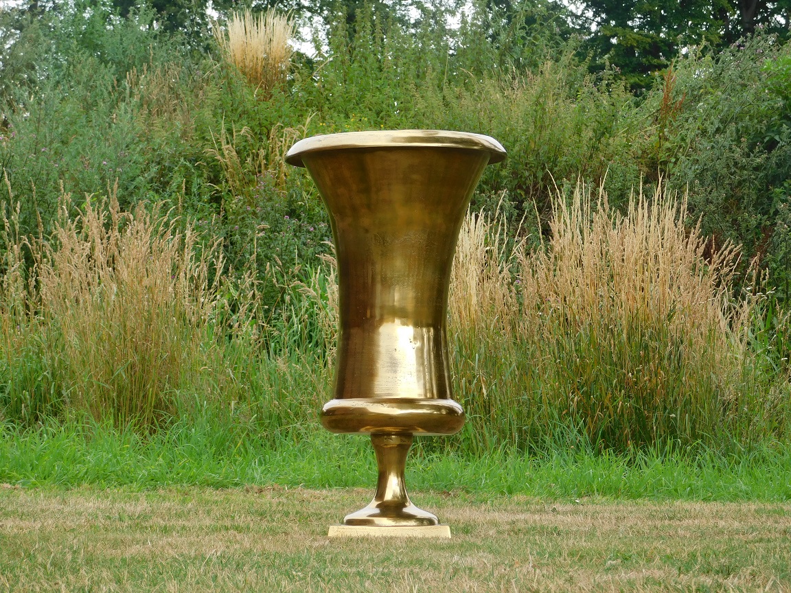 Large flowerpot - vase - bowl - gold colour - alu