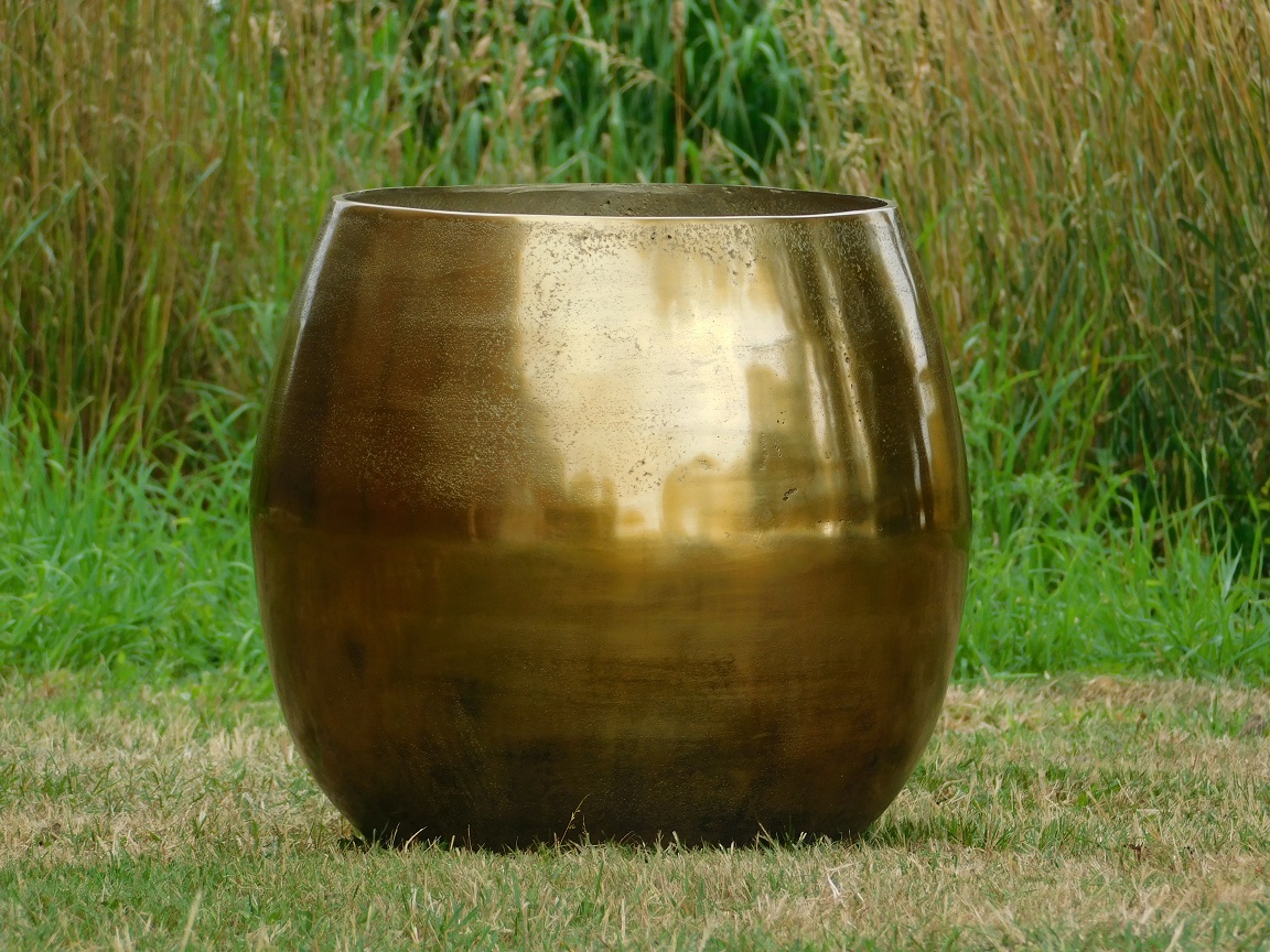 Large flowerpot - vase - gold colour - alu