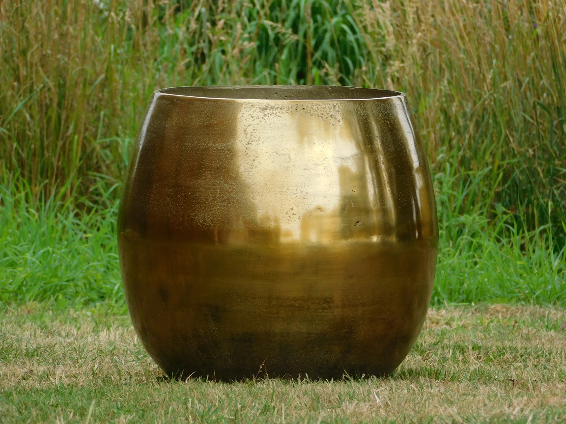 Large flowerpot - vase - gold colour - alu