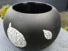 Terracotta bloembak zwart, mooi ontwerp, IN DE OPRUIMING!!