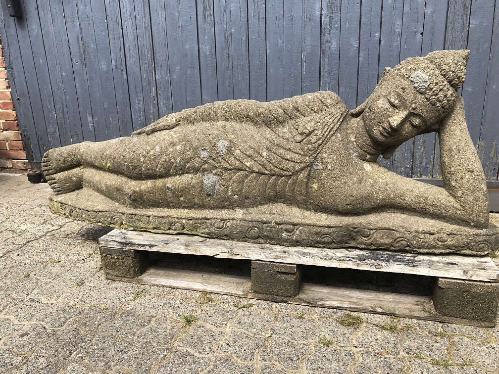 Großer Lavastein liegender Buddha Nirvana - XL Buddha-Statue