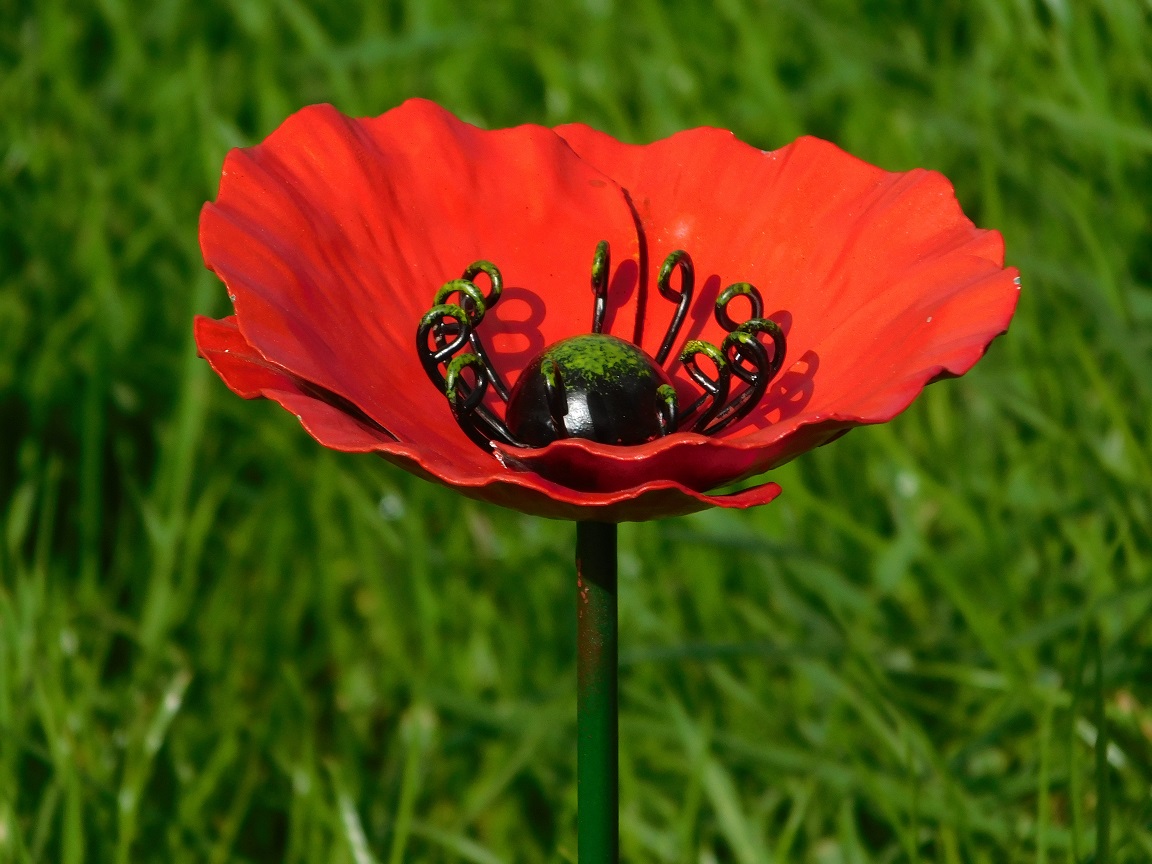 Handmade Poppy - garden planter 45 cm - metal