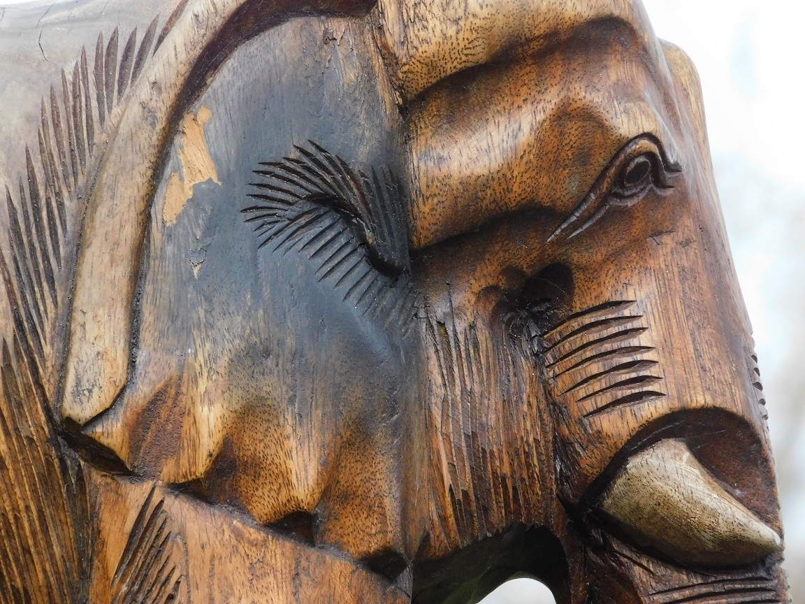 Eenmalig: Sculptuur Olifant - Massief Teakhout - Vintage