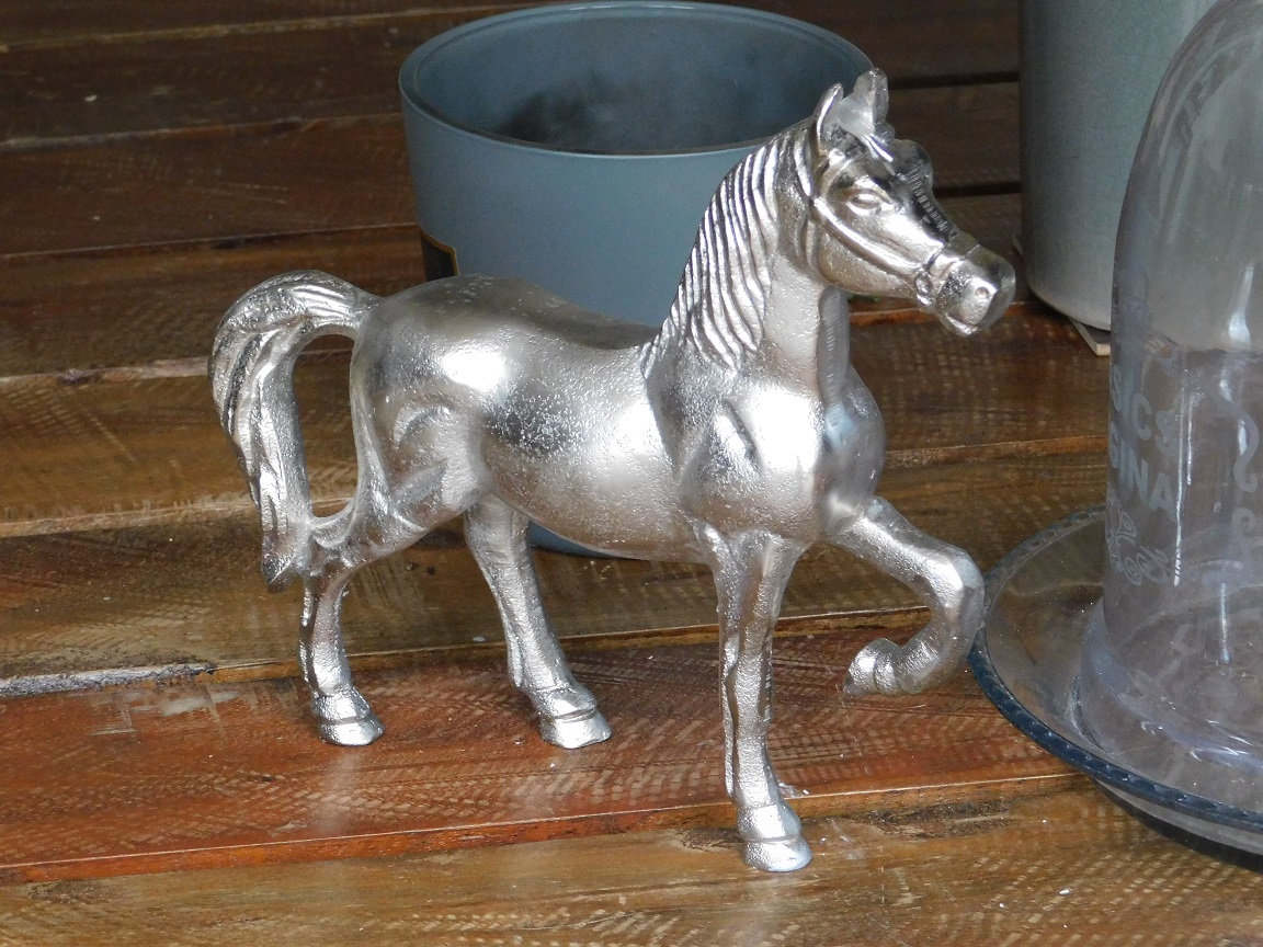 Pferd aus Aluminium, vernickelt, Tierfigur