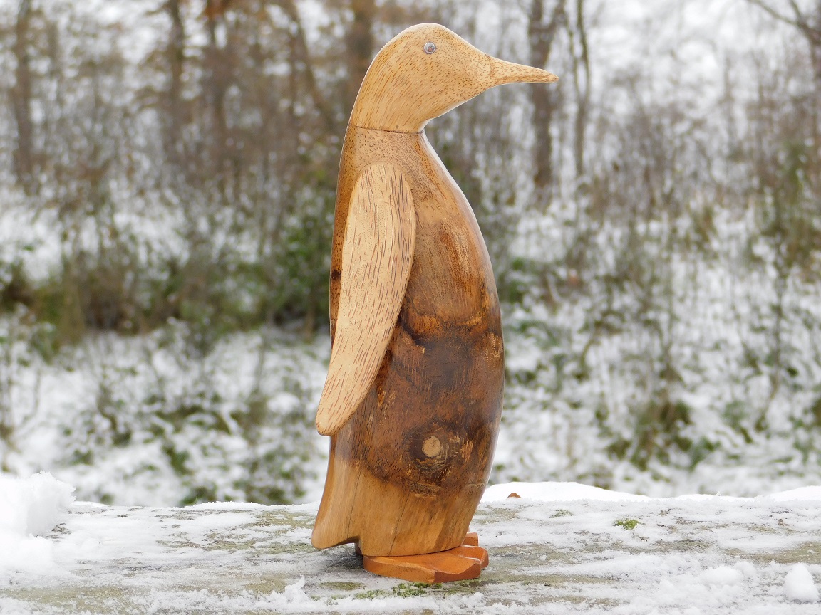 Beeld Pinguïn - Teakhout - Houten Sculptuur