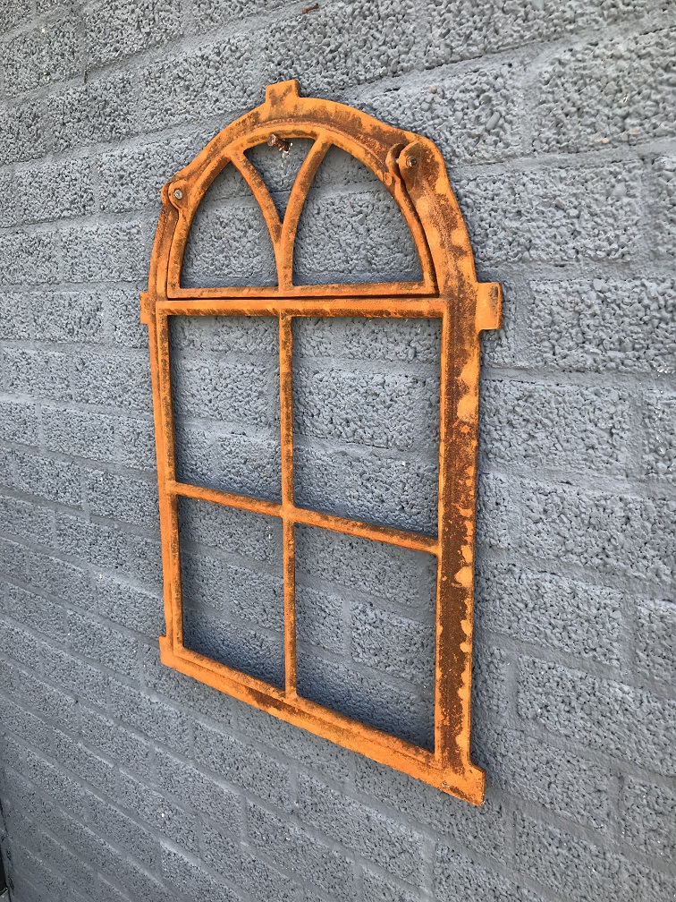 Eisenfenster Stallfenster wie antik Fenster für Gartenmauer halbrund V 80 x 41