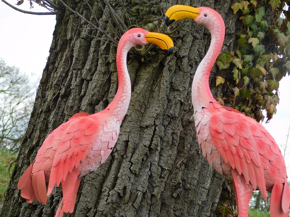 Set Flamingos - 115 cm - Two Pieces - Full in Colour - Metal