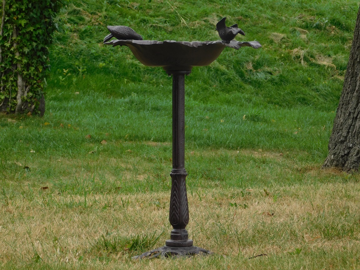 Large Bird bath on Foot - Bowl in Leaf Shape - Cast iron