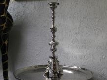 Classic candlestick - nickel - candle holder - 68cm high