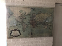 Wanddecoratie kunst op glas, Full color world-map, zeer fraai!!