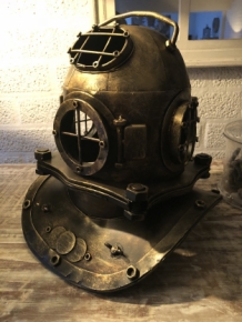 Nautistische brass-messing-look duikhelm XL, prachtig!!