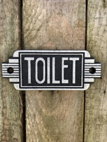 Bordje cast iron  sign 'Toilet' voor de deur