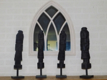 Satz von 4 handgeschnitzten Asmat-Skulpturen - Tibal Art Wood