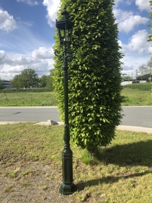 Buitenlamp, lantaarn Amsterdam met keramische fitting en glas, gegoten aluminium groen, 320 cm.