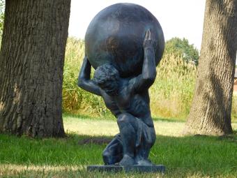 Atlas XL Statue - 70 cm - Vintage Blue - Polystone