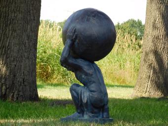Atlas XL Statue - 70 cm - Vintage Blue - Polystone