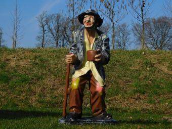 Statue Bettler – 92 cm – Polystone – Schwarz