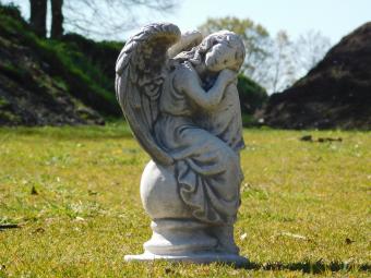 Angel on a Ball Sculpture - 36 cm - Stone