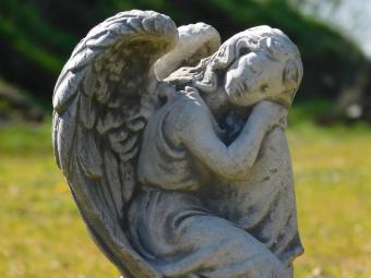 Angel on a Ball Sculpture - 36 cm - Stone