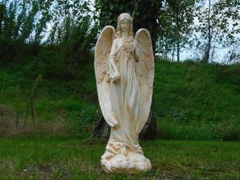 Beeld Engel - 70 x 30 cm - Creme White - Polystone