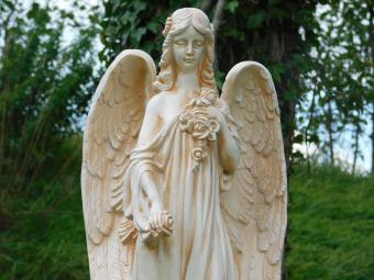 Beeld Engel - 70 x 30 cm - Creme White - Polystone