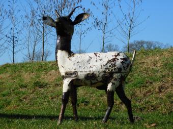 Ziegenstatue – 107 x 80 cm – Handgefertigt aus Metall