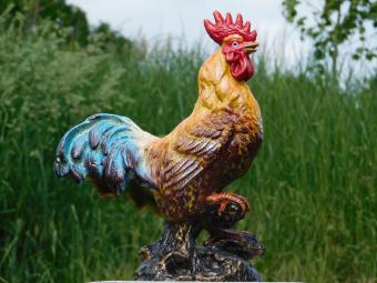Statue Rooster in Colour - Cast iron