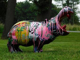 Beeld Nijlpaard Kunstdesign - 95 x 70 cm - Polystone