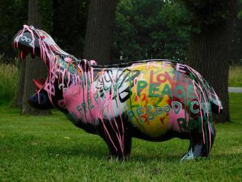 Beeld Nijlpaard Kunstdesign - 95 x 70 cm - Polystone