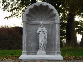 Große klassische Gebetskapelle mit Herz-Jesu-Statue – ca. 95 x 70 cm – Stein