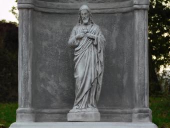 Große klassische Gebetskapelle mit Herz-Jesu-Statue – ca. 95 x 70 cm – Stein