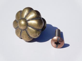 Bloem Knop - 39 mm - Antiek Messing - Massief 