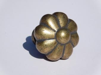 Bloem Knop - 39 mm - Antiek Messing - Massief 