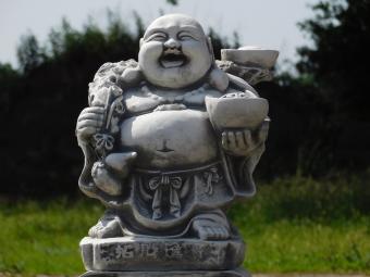 One-off: Smiling Buddha on Pedestal - 48 cm - Stone