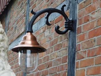 Classic Outdoor Light – Copper Shade & Cast Iron Wall Arm – 55 cm – Wall Lamp