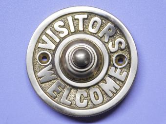 Deurbel ''Visitors Welcome'' - 8 cm - Messing