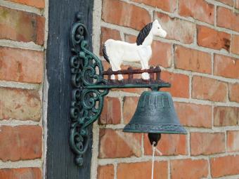 Horse-shaped Doorbell – White – Cast Iron – Vintage Wall Bell