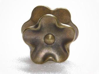 Fixed Door Knob - Flower - Antique Brass