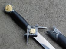 Decorative dagger Freemasonry - Black Grey Gold - with Sheath