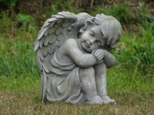 Sitting Angel - XL - polystone - detailed