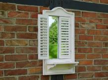 Mirror with window - wooden frame and doors - Old French White