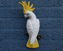 Large yellow-crested cockatoo - cast iron, wall ornament