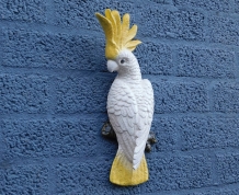 Large yellow-crested cockatoo - cast iron, wall ornament