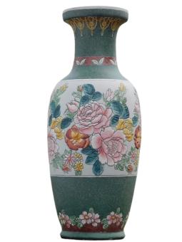 Large Asian Decorative Vase with Floral Motif – approx. 60 cm – Ceramic