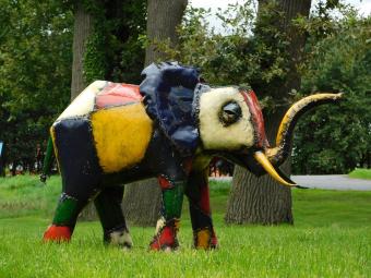 Handgemaakte Olifant ''Kito'' in Kleur - 100 x 65 cm - Metaal