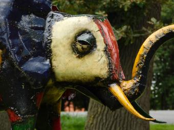 Handgemaakte Olifant ''Kito'' in Kleur - 100 x 65 cm - Metaal